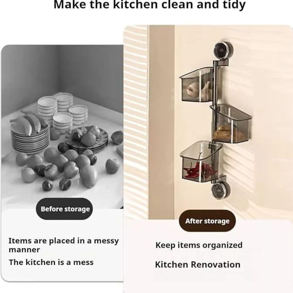 Suction Cup Onion Ginger Garlic Storage Box Wall Mounted Hanging Basket Storage Basket  for Kitchen