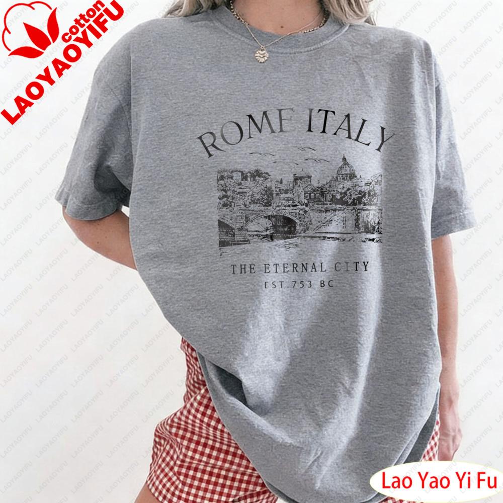

I RoUnisex Italy Shirts Italy Skyline TShirt Womens Summer Tees ROME ITALY THE ETERNAL CITY EST 753 BC Graphic Tees S