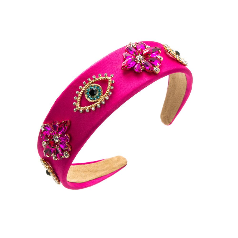 Fashion New Baroque Headband Female Diamond-Embedded Personalized Eyes Flower Creative Headband Hair Accessories