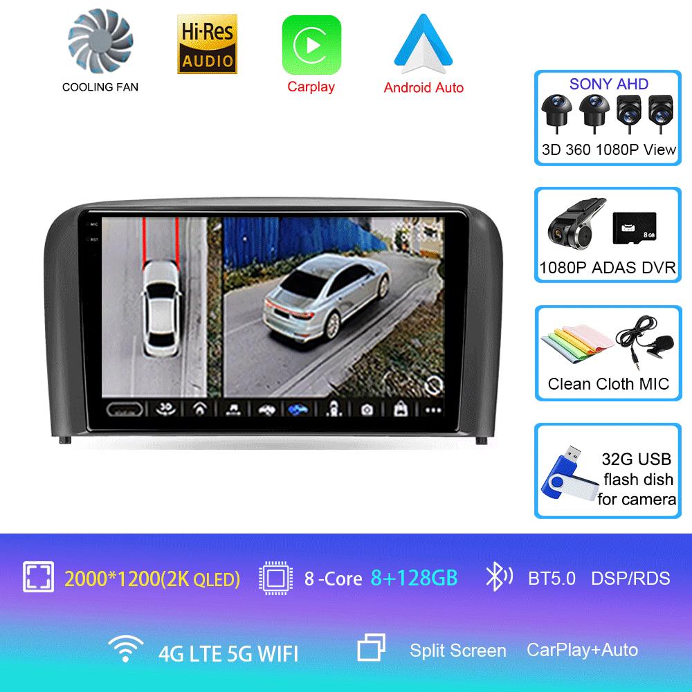 Car Radio Android 14 Carplay Auto 2K Screen Multimedia Player For Volvo S80 2004 2005 2006 2 Din Autoradio Stereo