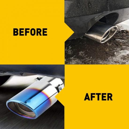 Car Exhaust Pipe Tip Rear Tail Throat Stainless Muffler Steel Round Accessories