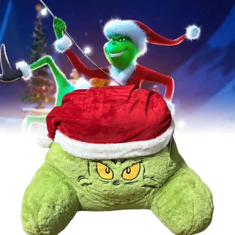 Cozy Plush Green Monster Grinch Pillow Christmas Holiday Decorative Cushion For Home Use