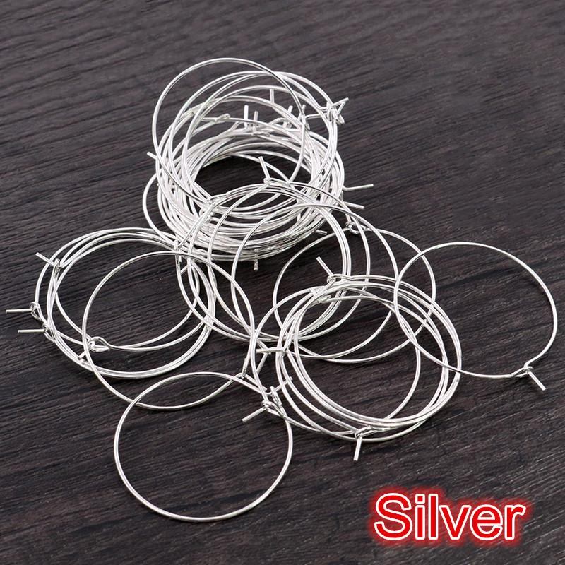 20-35mm Nine Character Earring Ring Ear Coil Iron Plated Round Wine Glass Earring Ring 100pcs/lot DIY Bead Earring Accessories