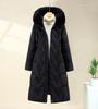 European goods, large fur collar, down cotton-padded clothes, women's medium and long styles, over-knee thickened warm cotton-padded clothes, fashion
