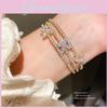 Elegant Silver Floral Zirconia Threelayer Bracelet For Women Fashion Accessories