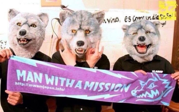 MAN WITH A MISSION muffler towel in Shiiku Sukio color (purple x light blue)