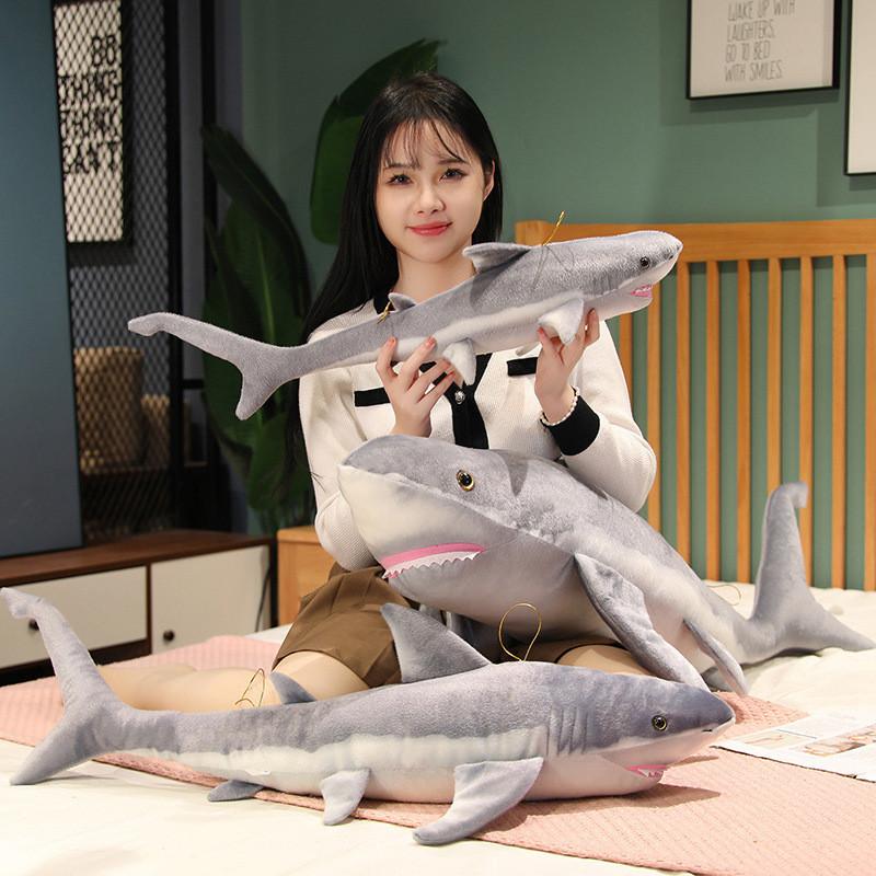 Plush Shark White Toy Marine Animal Stuffed Doll Cartoon Decoration Gift Kids