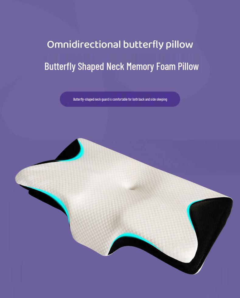 Butterfly Memory Foam Cervical Neck Support Pillow - Non-Collapsing Ox Horn Design