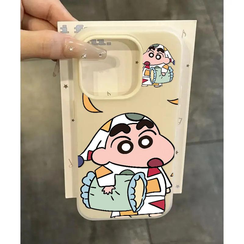 Jelly Zwei-in-Eins Handyhülle Hohl für Apple Handyhülle Silikon Ultradünn für Apple 13pro Kreativ Crayon Shin-chan