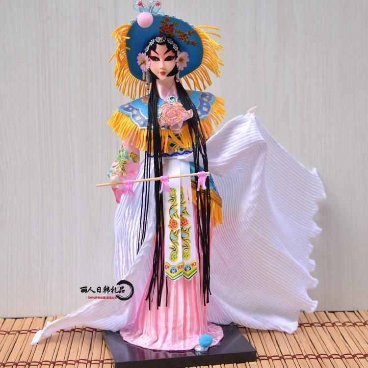 Beijing Silk Doll Peking Opera Mu Guiying, Chinese Folk Craft Forbidden City Souvenir