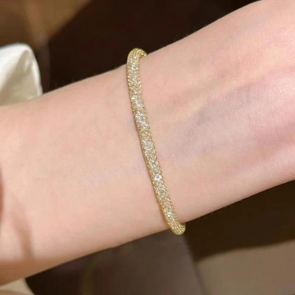 Gold Color Zircon Tennis Bracelet Luxury Sparkling Women Bracelet Geometric Wrap Bracelet Wedding