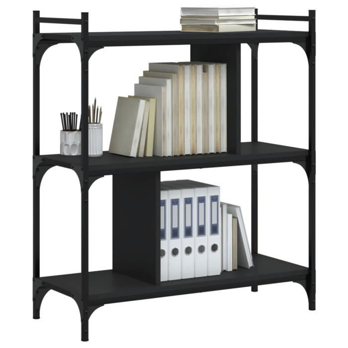 VidaXL 3-Tier Bookcase Black 76x32x88 Cm Engineered Wood 833930