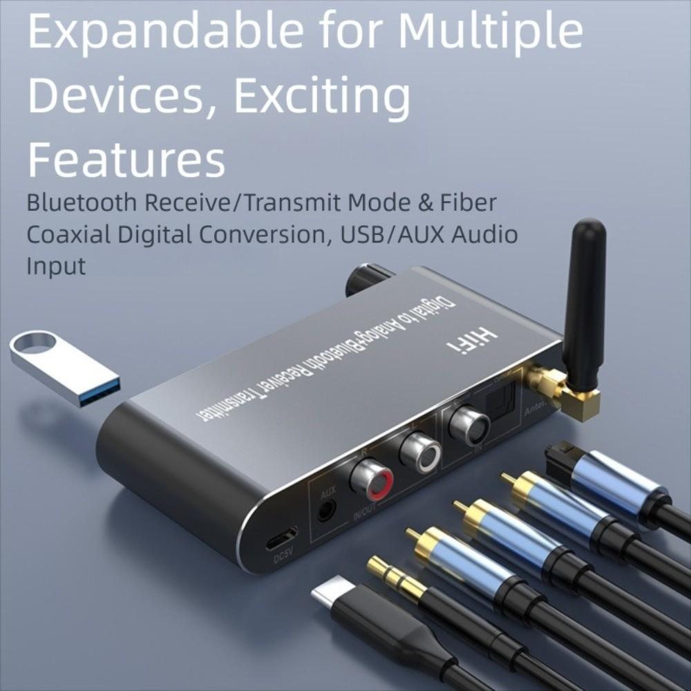 4 in 1 Digital to Analog Audio Converter with Bluetooth 5.1 Receiver with Remote Digital Optical to 3.5 mm Aluminium Alloy