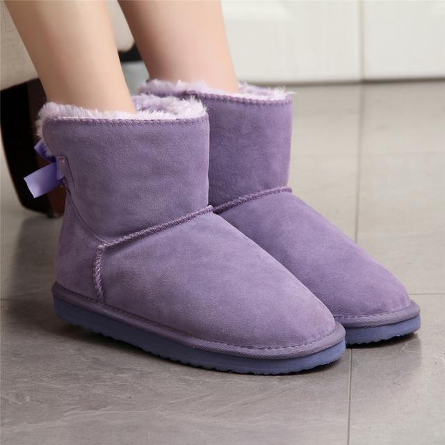 New Fashion Able Women Warm Snow Boots Winter Boots Genuine Cowhide Leather Women Boots Ankle Boots Fur Shoes Size 34 -43