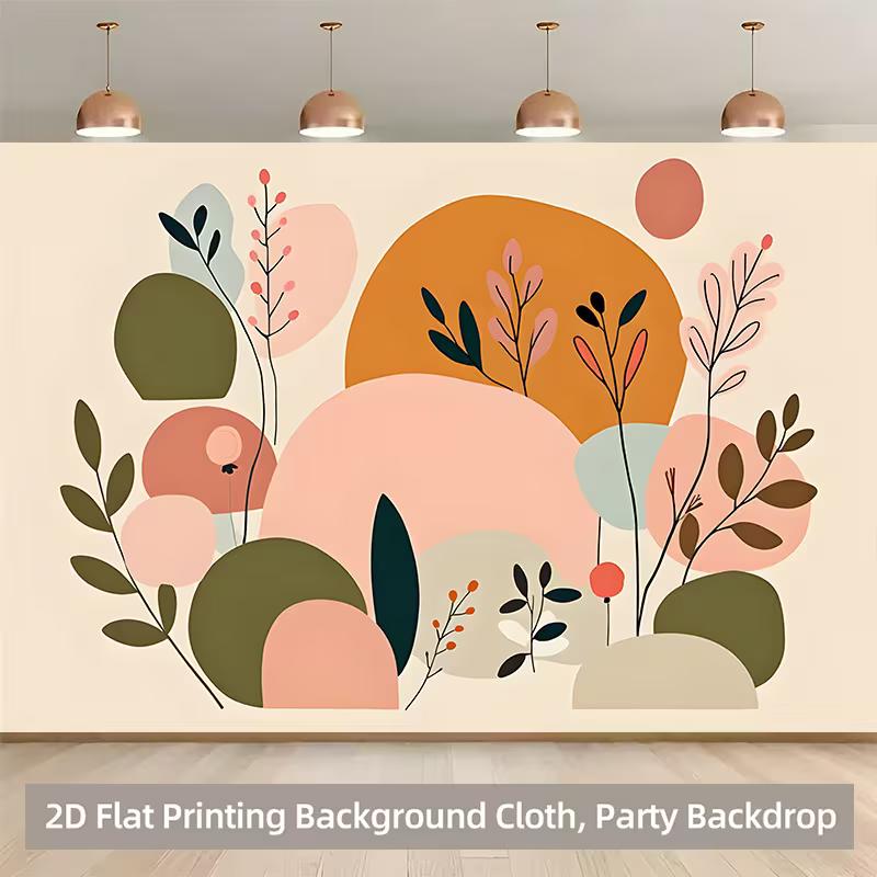 Minimalist Abstract Nature Tapestry, Soft Pastel Floral and Geometric Wall Hanging