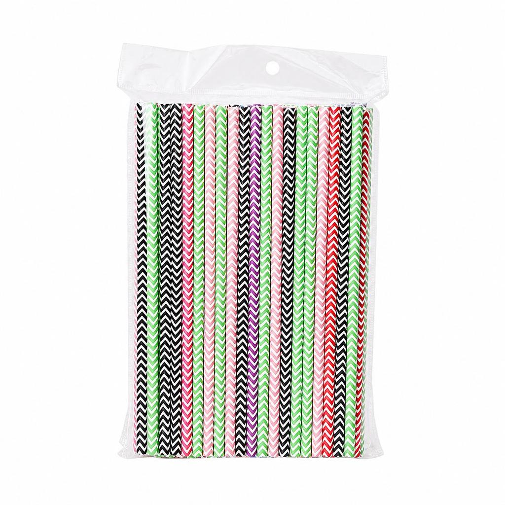 Colorful Biodegradable Paper Straws for Parties and Cocktails
