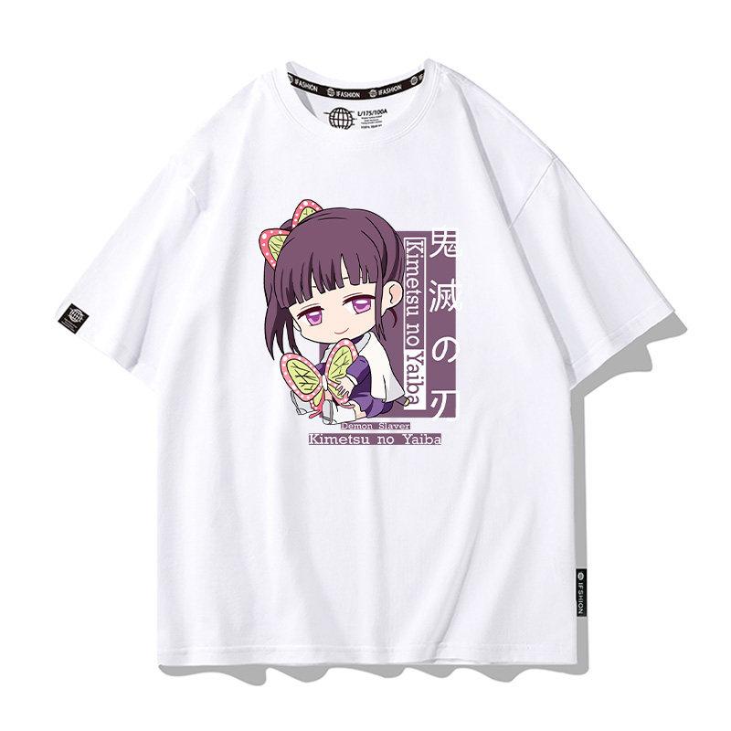 Summer Cartoon Ghost Killing Blade Summer Anime Cotton Cartoon Printing New Unisexs and Womens Casual Round Neck Short Sleeve