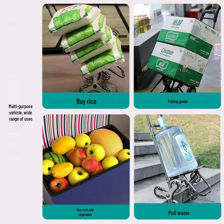 Compact Folding Stair-Climbing Grocery Cart for Seniors