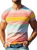 Summer Fashion Stripe 3D Printed T Shirts For Men Summer Casual Crew Neck Short Sleeve T-shirt Loose Quick Dry Breathable Tees Tops