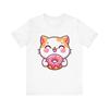 Kawaii Cute Cat Holding Donut Cartoon Aesthetic Design T-Shirt
