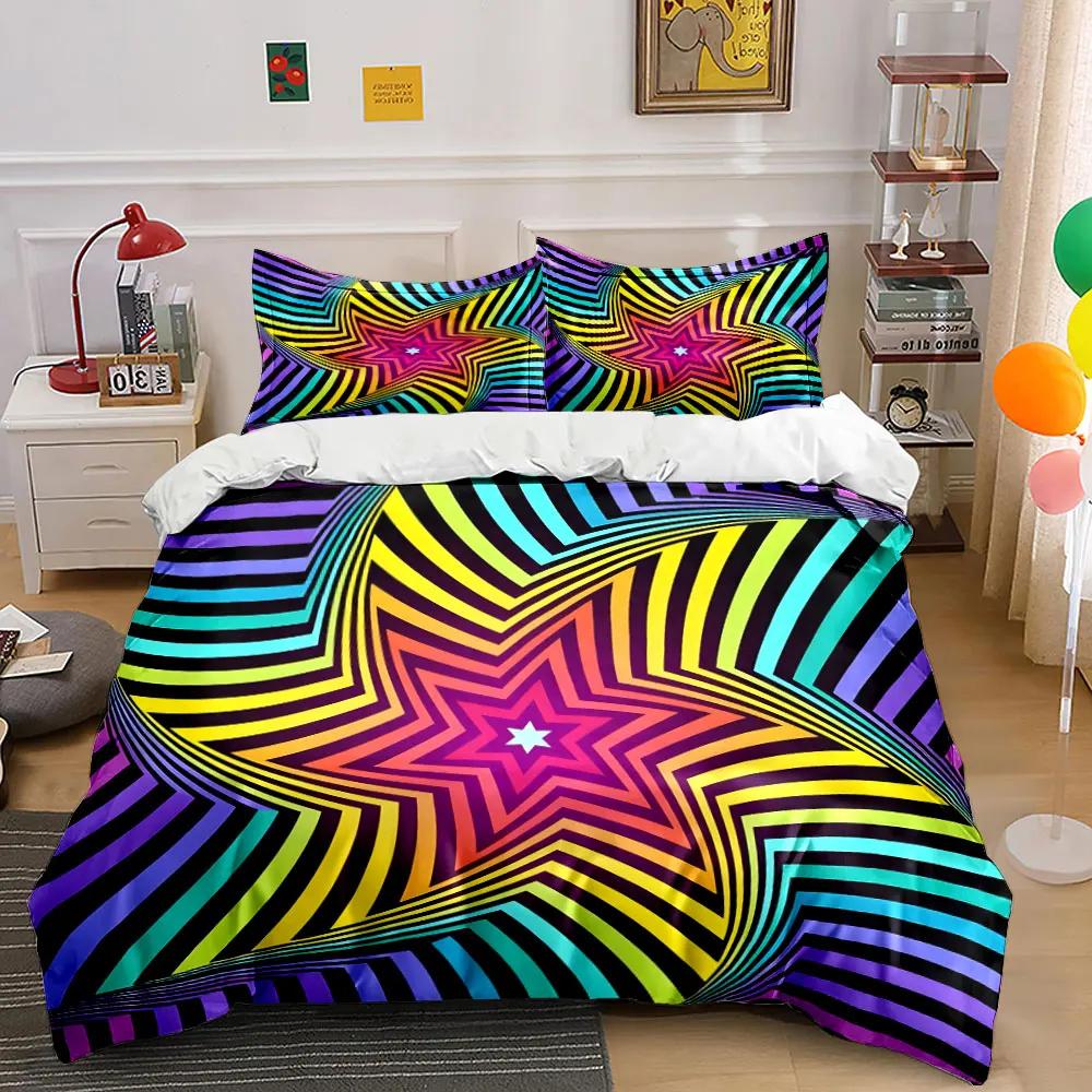 "Colorful Geometric Pattern Decor" Multiple sizes kid's and adults' bedroom Exquisite 3PC bedding set gift