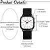 Unisex Leather Strap Analog Watch Waterproof Popular Stylish Square Women's Men's Business Casual Black Birthday Anniversary Christmas Valentine's