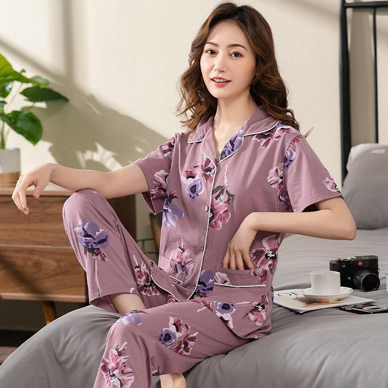 Piżamy damskie bawełniane Dwuczęściowe zestawy piżam damskich Plus Size Luźne, codzienne, domowe