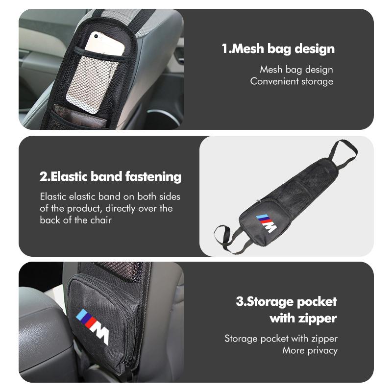 JVVO7 For BMW Car Seat Side Storage Hanging Bag Phone Wallet Card Organizer Bag E93 F10 F20 F30 F40 F15 F25 F26 F31 F49 F86 M3 M5 X3