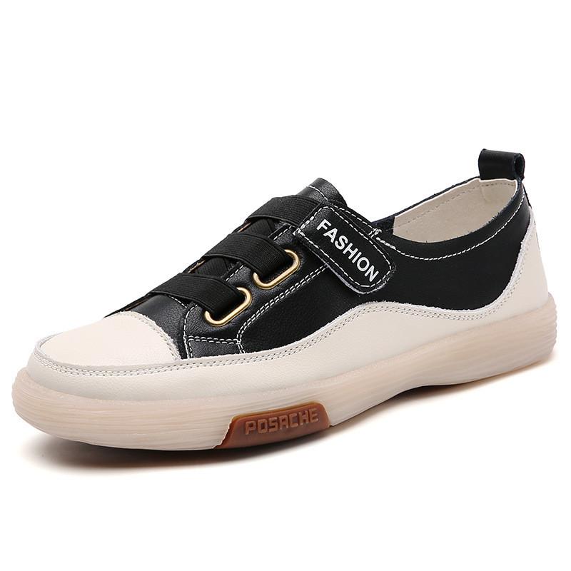 Korean Style Womens Casual Shoes With Leather Patchwork And Velcro For Summer And Spring Wear