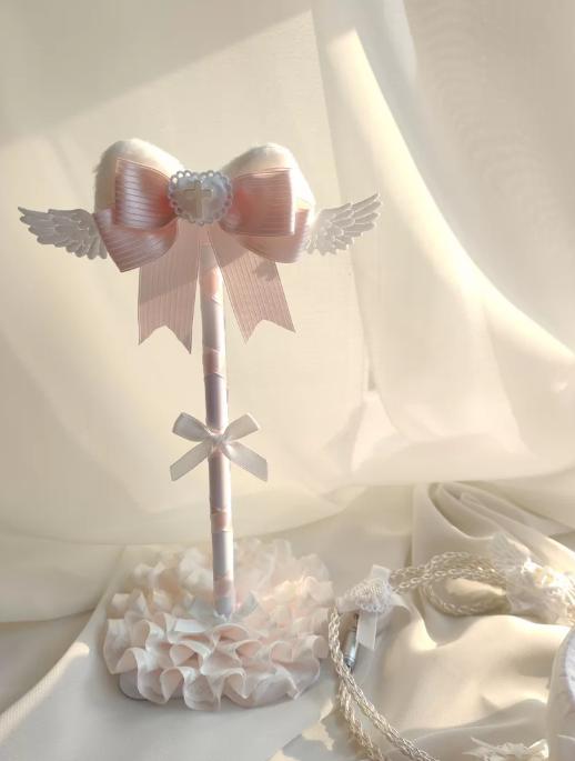 Nuevo Lindo Soporte para Auriculares con Alas de Ángel Personalizado con Lazo de Encaje Rosa Soporte para Auriculares Decoración de Escritorio Kawaii para Exhibición de Auriculares para Gaming