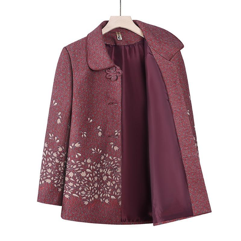 Spring coat women's short lapel top old lady clothes