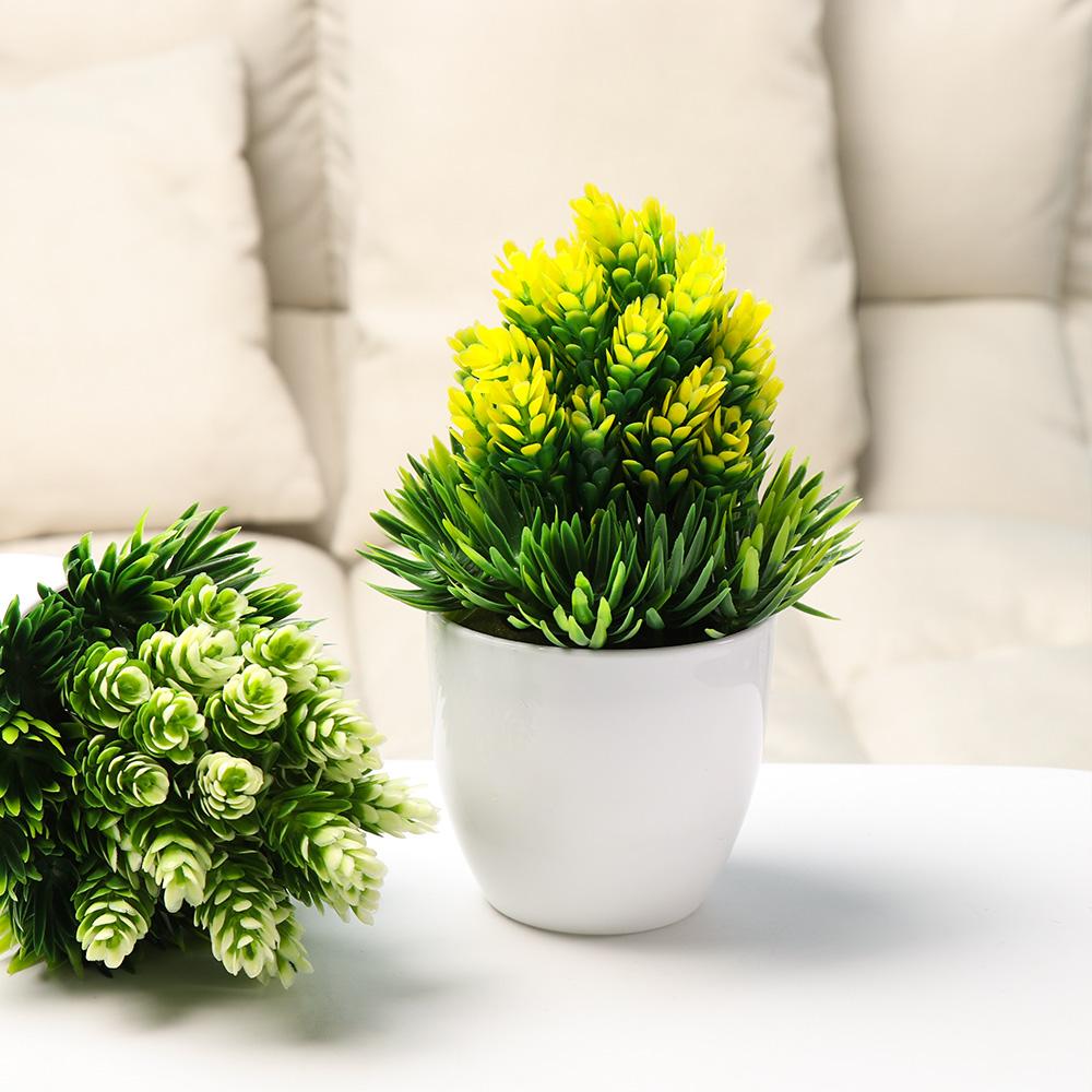 1 SET Gift Desktop Ornament Home Decor Artificial Flower Fake Potted Simulation Bonsai Plastic Plant
