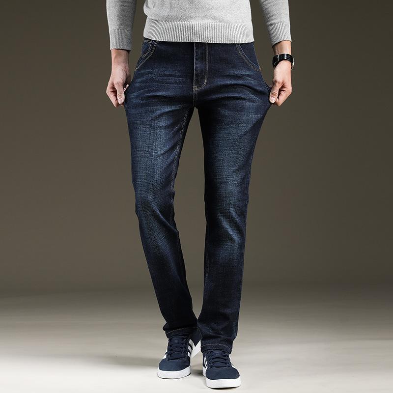 Autumn and Winter New Stretch Jeans Male Business Slim Youth Straight Men's Long Trousers