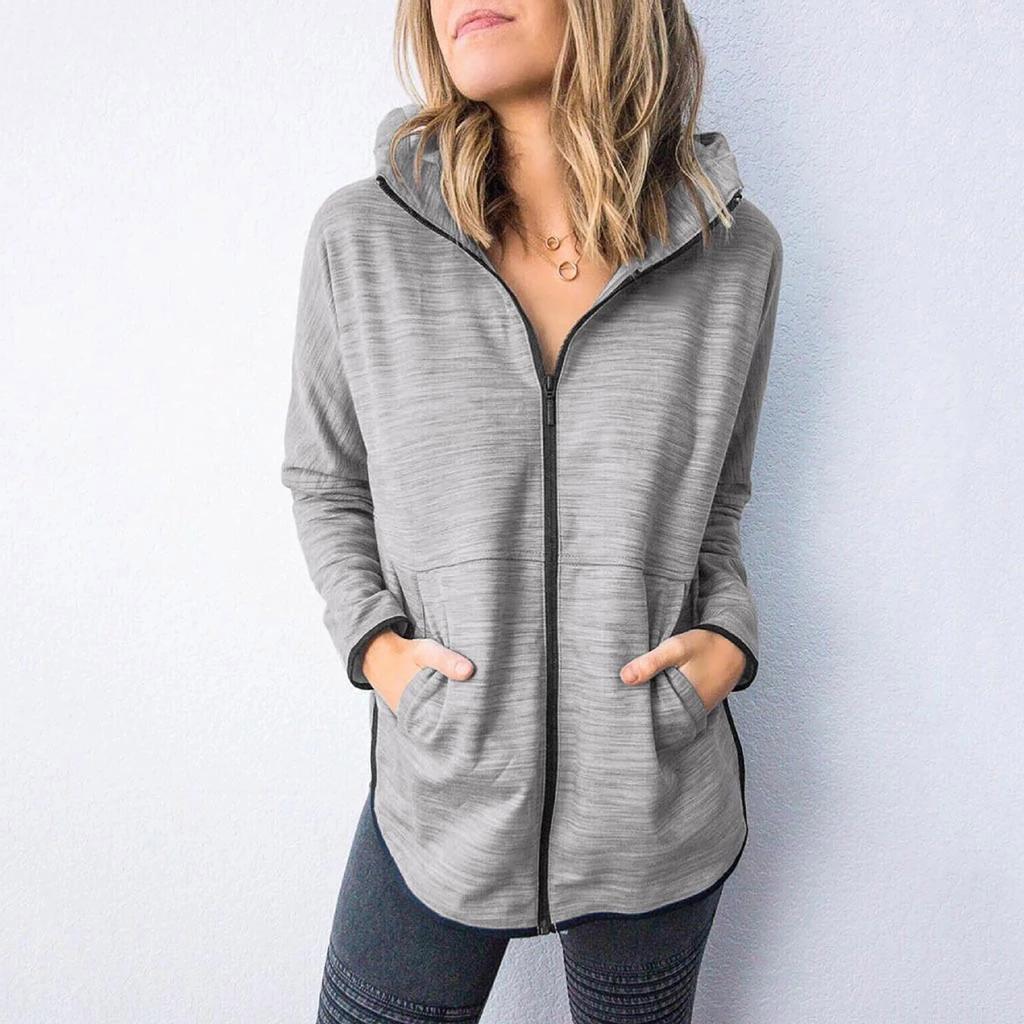 Moda mujer Color sólido Cremallera Manga Larga Blusa Deportiva Tops Sudadera  con Capucha comprar a buen precio — entrega gratuita, reseñas reales con  fotos — Joom