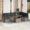Ensemble de Canapés de Jardin 9 pièces avec Coussins gris Rattan Synthétique, Canapé de Jardin 2 places avec Coussins gris 3359816