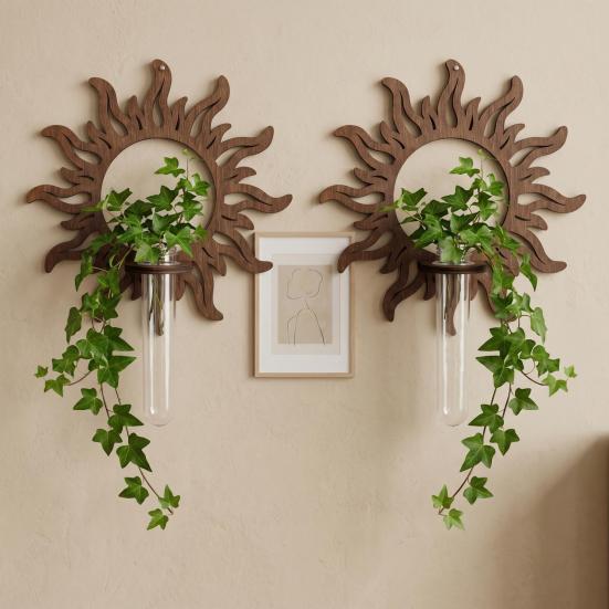 Wall Shelf Hydroponic Plant Frame Durable Wall-Mounted Plant Holder with Transparent Test Tube for Home Decor