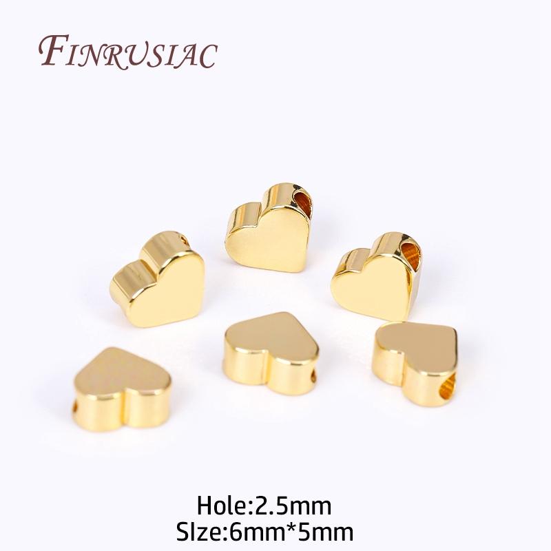 18K Gold Plated Heart Beads,Metal Heart Spacer Beads Bracelet Beads For DIY Jewelry Making Accessories,6x5MM,Hole Size 2.5MM