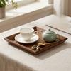 Solid Wood Snack Plate Regular Square Pastry  Tray Stackable Serving Saucer  Food Serving