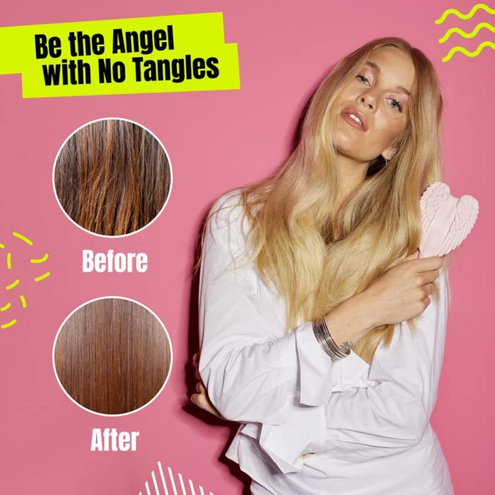 Tangle Angel Detangling Hair Brush - Anti Static Angel Wing Hair Brush with Soft & Flexible Bristle for Straight & Wavy Hair, Women Detangler Brushes