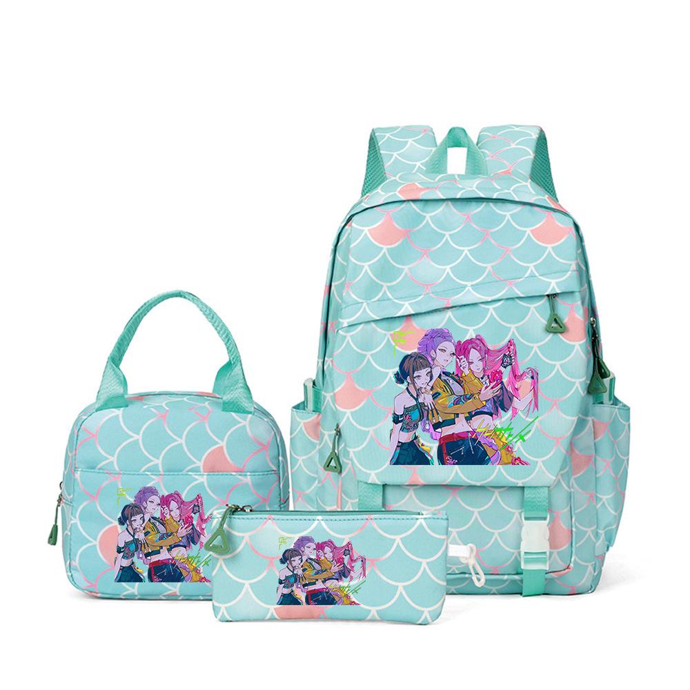 School Season Printed Student Schoolbag Backpack Shoulder Pencil Bag Three-Piece Set