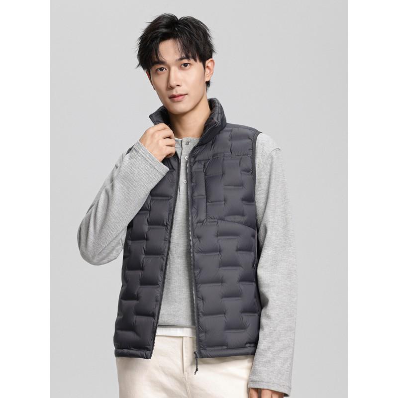 Mens Lightweight Down Vest Stand Collar Winter Casual Warm Fashionable Sleeveless Jacket