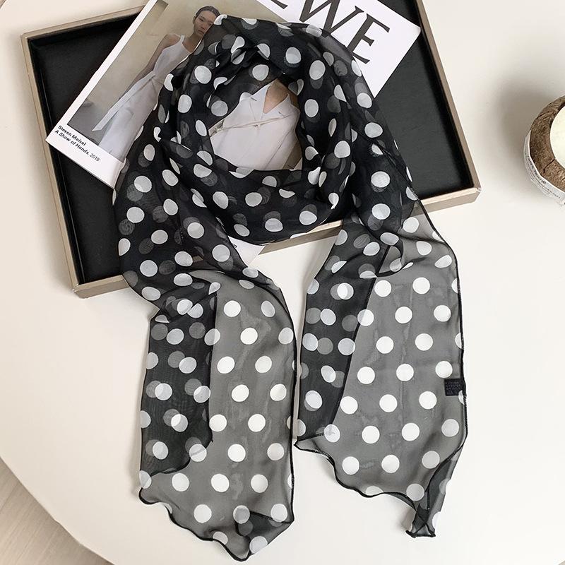 New silk scarf premium printing loose multi-purpose simple polka dot headband leopard print sweet cool streamer