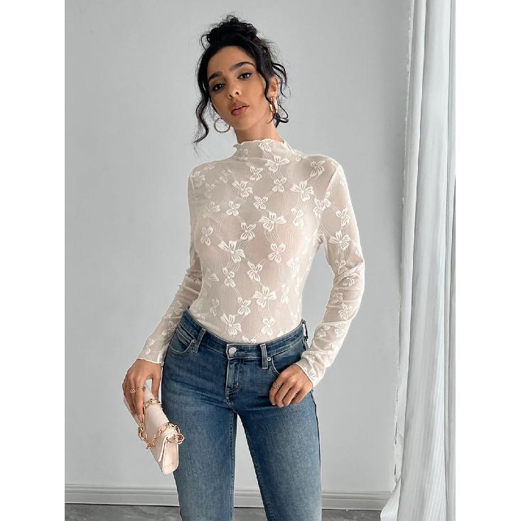 Spring And Autumn New Women'S Versatile Long Sleeve Daily Business Commuter Elegant Comfort Sexy Bottom Shirt Top