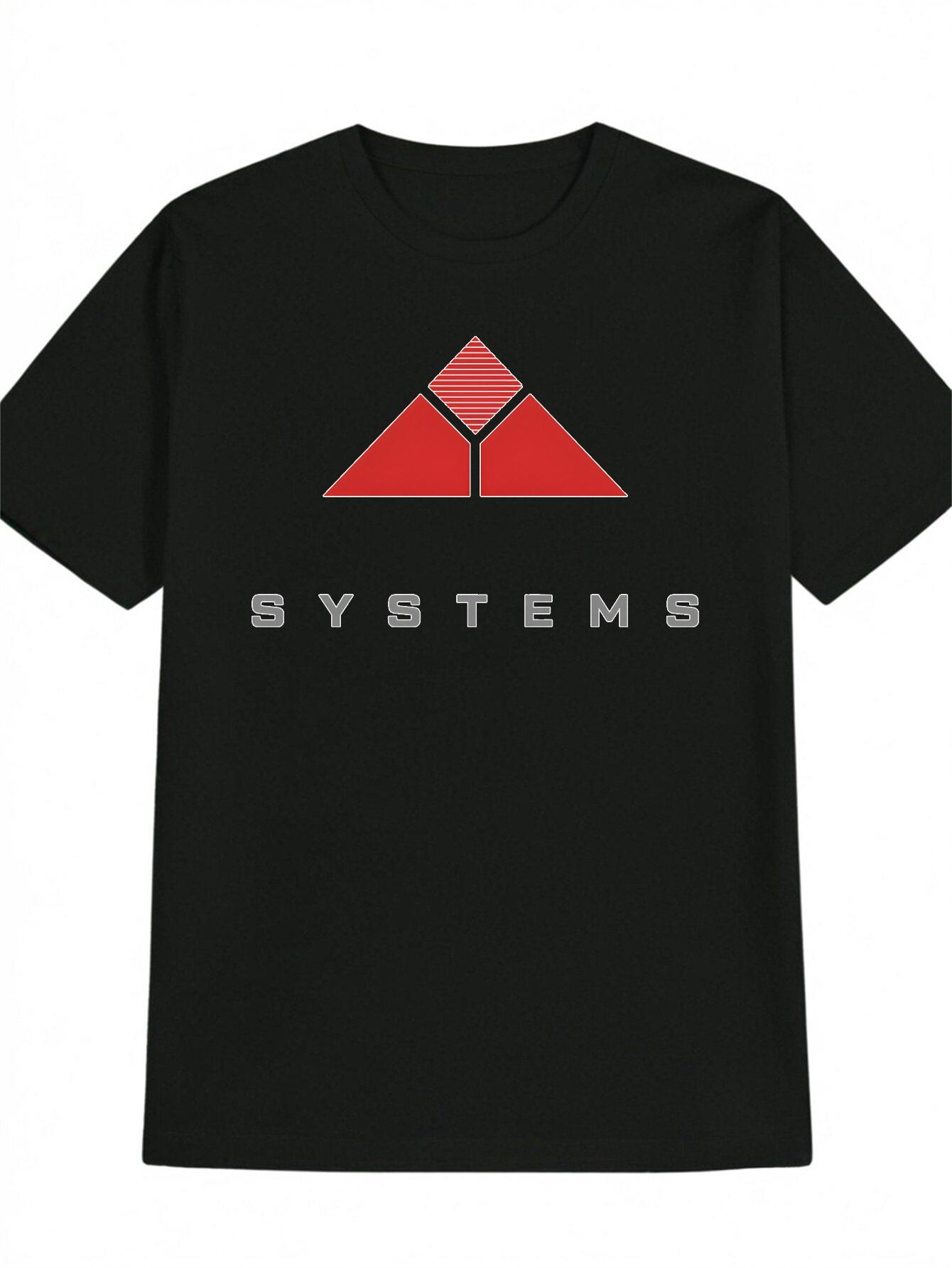 Casual Crew Neck T-shirt with Red Triangle and Diamond Print L