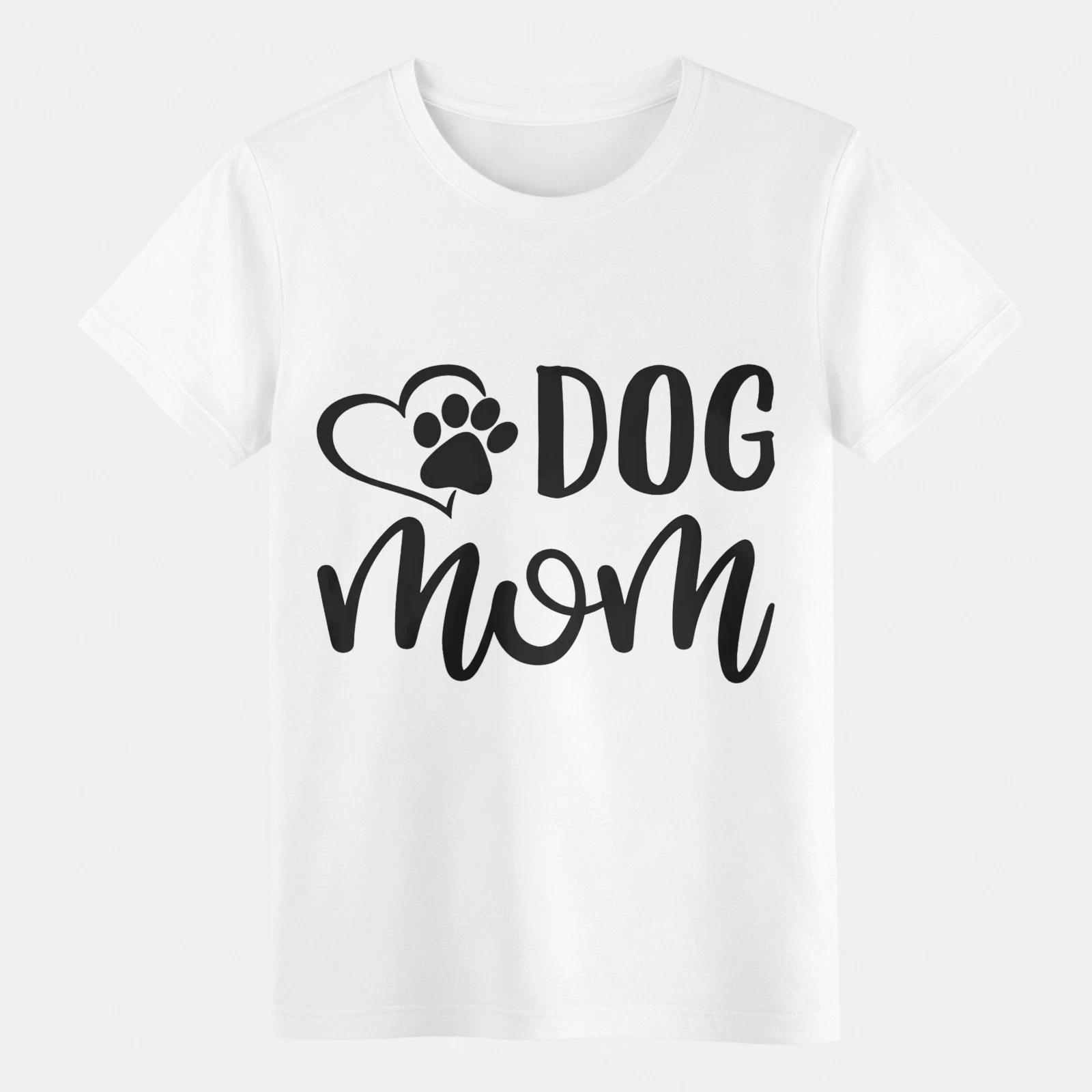 Dog Mom Heart Paw Print Graphic T-Shirt,Cute Dog LoverTee for Women,Fur Mom Gift 4XL