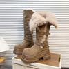Retro Long Tube Two Wear Martin Boots Thick-soled Velvet Snow Boots Thin Buckle Knight Boots