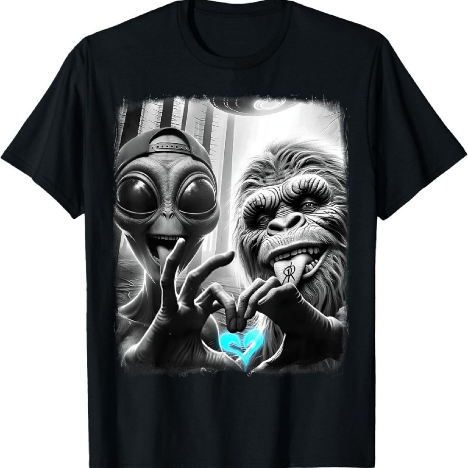 Бигфут Сасквоч Инопланетный Фестиваль Любви Знак Руки Любви 0LTD4V Футболка S