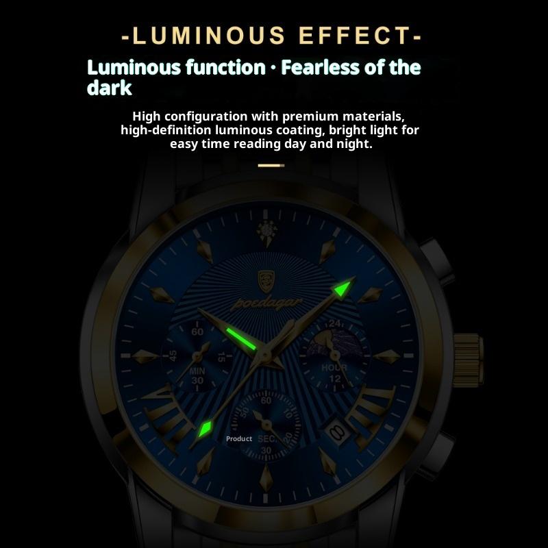 Top Brand Multi-function New Men's Watch Waterproof Fashion Quartz Luminous Calendar Wrist Watch