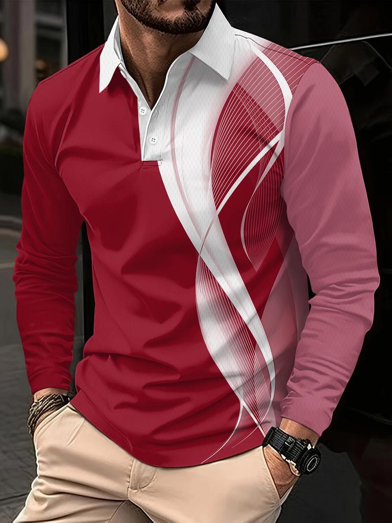 Modisches Herren-T-Shirt Projekt Farbverlauf Herbst Langarm Herren Poloshirt Design