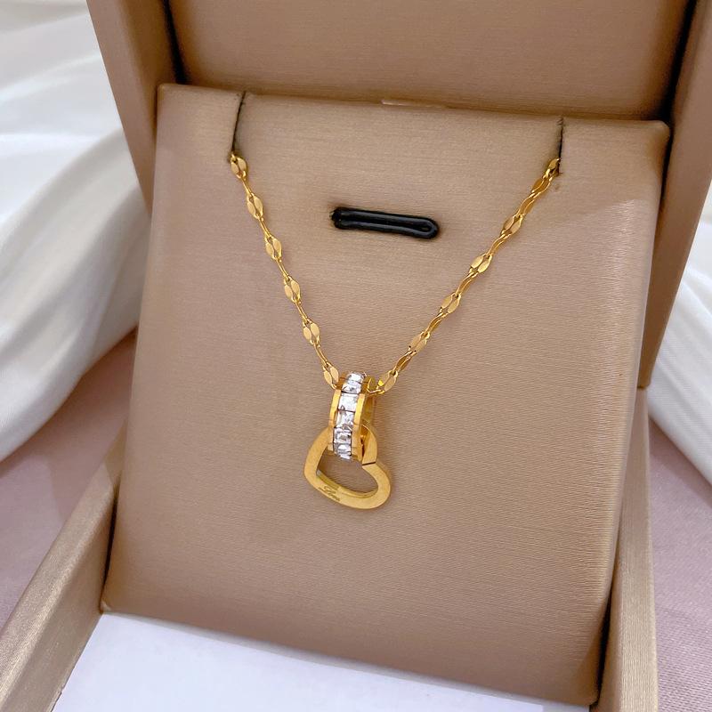 Love Ring Exquisite Furnace Real Gold Necklace Women'S Collarbone Chain With Jewelry